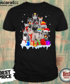 Black Cats Hat Santa And Snowman Happy Merry Christmas 2020 Shirt - Design by Mascaratee.com