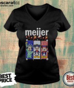 Awesome Meijer Mickey Mouse As Statue Of Liberty And Uncle Sam Patriotic v neck optimized shirt showing patriotic cartoon design on a v neck tee