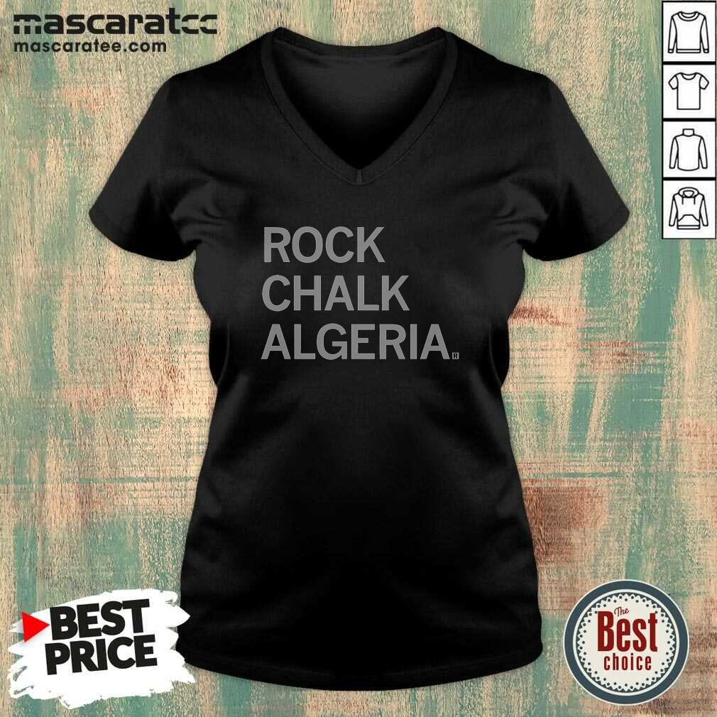 Awesome Rock Chalk Algeria Bold Text V-Neck Shirt