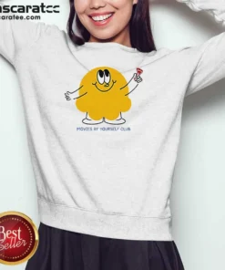 Good Movies By Yourself Club Yellow Blob Character Holding A Red Candy Art Sweatshirt
