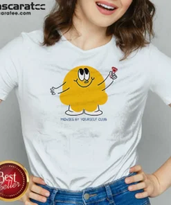 Good Movies By Yourself Club Yellow Blob Character Holding A Red Candy Art V-Neck Shirt
