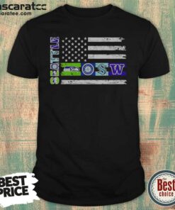 Good Seattle Sport Teams Seahawks Mariners Kraken Washington Huskies USA Independence Day Flag