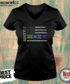 Good Seattle Sport Teams Seahawks Mariners Kraken Washington Huskies USA Independence Day Flag V Neck Shirt v neck optimized on a fitted cotton blend fabric