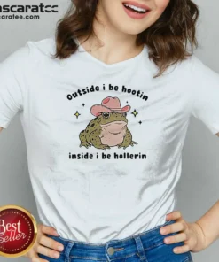 Nice Cowboy Frog Outside I Be Hootin Inside I Be Hollerin V Neck Shirt v neck optimized with short sleeves and comfortable fit