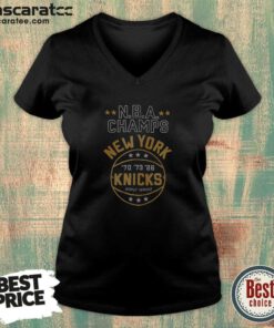 Nice New York Knicks NBA Champs New York Knicks Denim Badge V-Neck Shirt