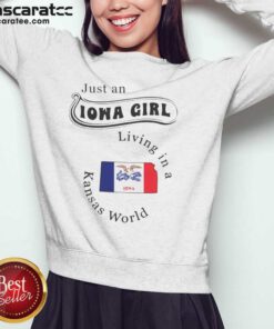 Official Just An Iowa Girl Living In A Kansas World Iowa Flag sweatshirt optimized for WooCommerce product gallery