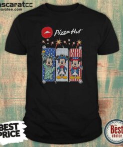 Original Pizza Hut Mickey Mouse USA Patriotic Fireworks shirt optimized, featuring a classic crew neck and short sleeves