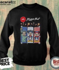 Original Pizza Hut Mickey Mouse USA Patriotic Fireworks sweatshirt optimized, cozy crewneck sweatshirt with vibrant patriotic graphic