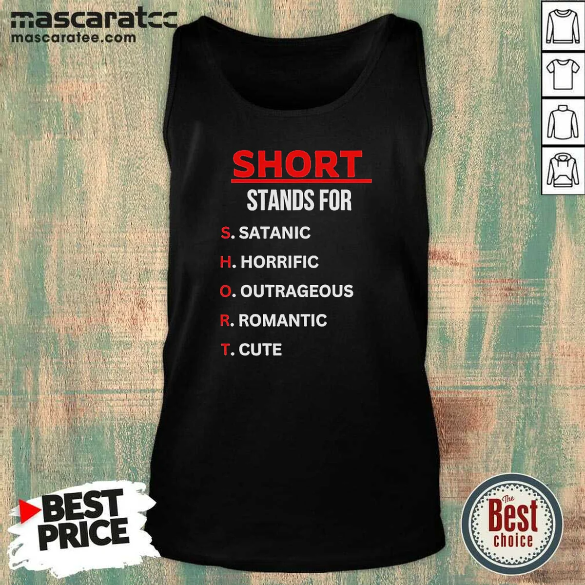 Original Short Stands For Satanic Horrific Outrageous Romantic Cute Quote Tank Top