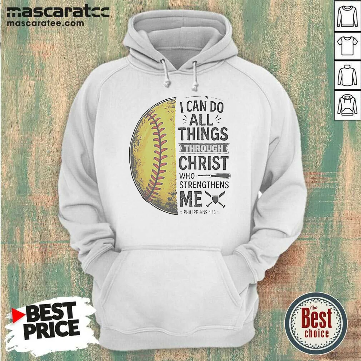 Pretty Baseball I Can Do All Things Through Christ Hoodie