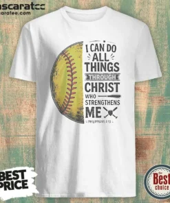 Pretty Baseball I Can Do All Things Through Christ shirt optimized, featuring a fitted short sleeve baseball tee with raglan sleeves