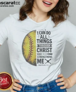 Pretty Baseball I Can Do All Things Through Christ V-Neck Shirt