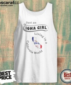 Pretty Just An Iowa Girl Living In A California World Map tank top optimized for vibrant display