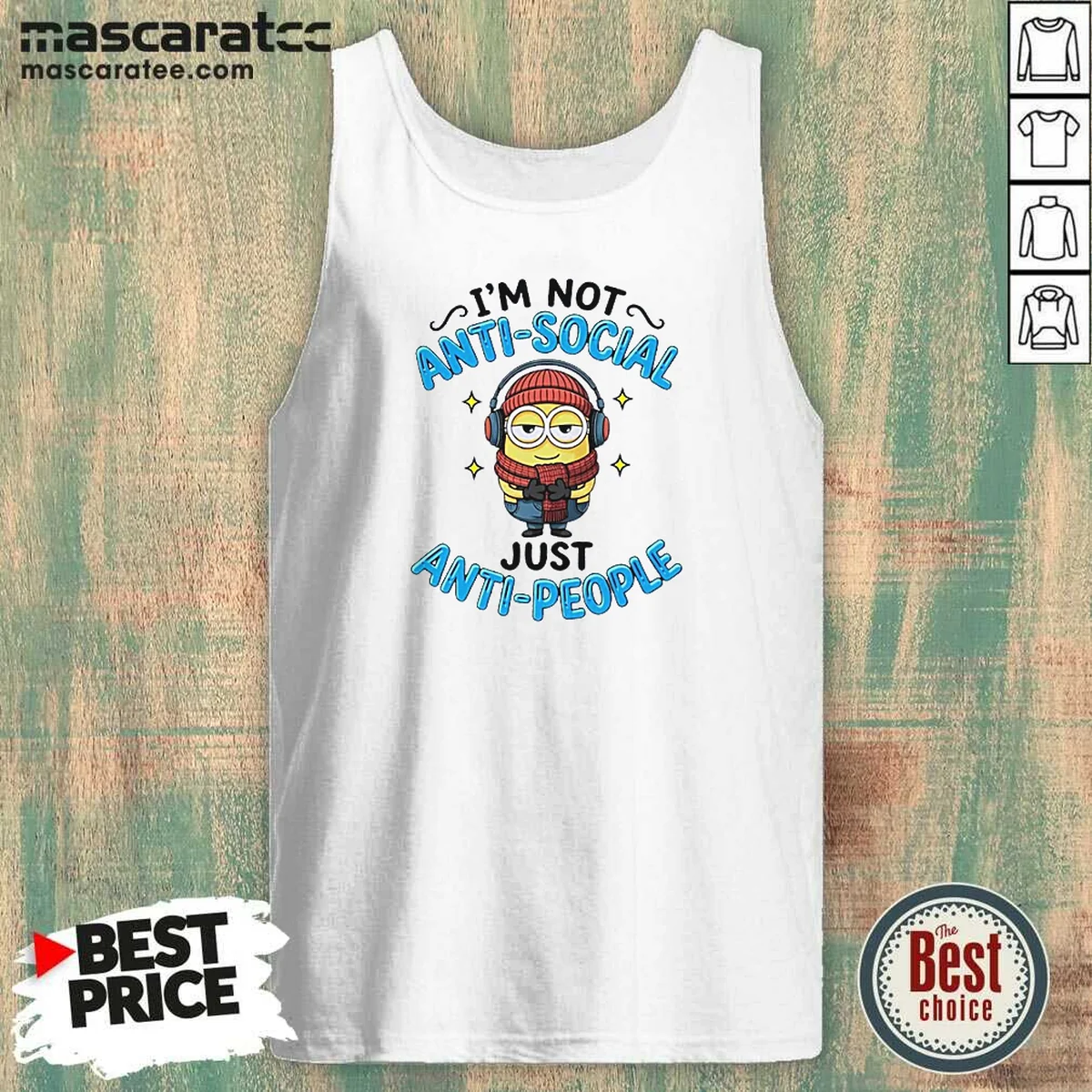 Pretty Minions I'M Not Anti Social Just Anti People Tank Top