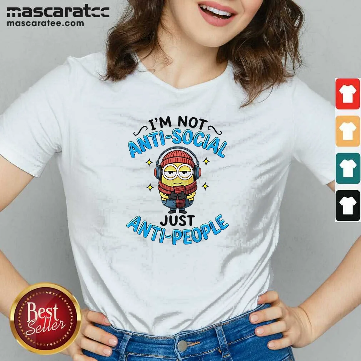 Pretty Minions I'M Not Anti Social V-Neck Shirt Pretty Minions I'M Not Anti Social V-Neck Shirt