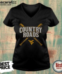 Pretty West Virginia Baseball Country Roads v neck optimized, showcasing a comfortable and stylish design for fans.