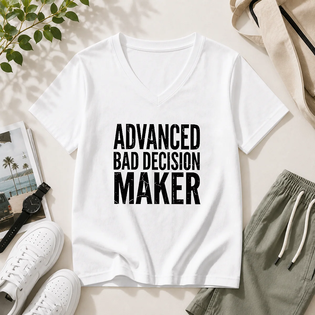 Awesome Advanced Bad Decision Maker V-Neck Shirt