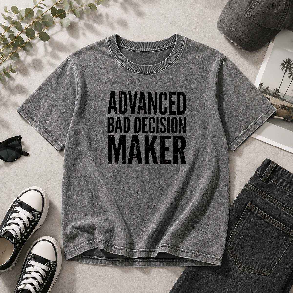 Awesome Advanced Bad Decision Maker Washed T-Shirt