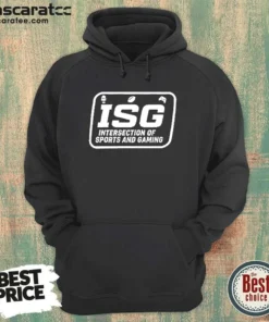 Awesome ISG Intersection Of Sports And Gaming Podcast Fans And Media Collectors hoodie in black, front view with drawstring hood and kangaroo pocket