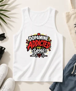 Funny Dopamine Addicted To You Bold Typography Tank Top