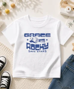 Funny Grace And Rocky Save Stars Fist Bump Kids T Shirt featuring a playful fist bump graphic on a comfortable kid t shirt
