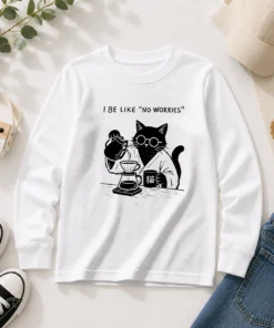 Funny I Be Like No Worries Then Worries Black Cat Coffee Lover Long Sleeve Shirt