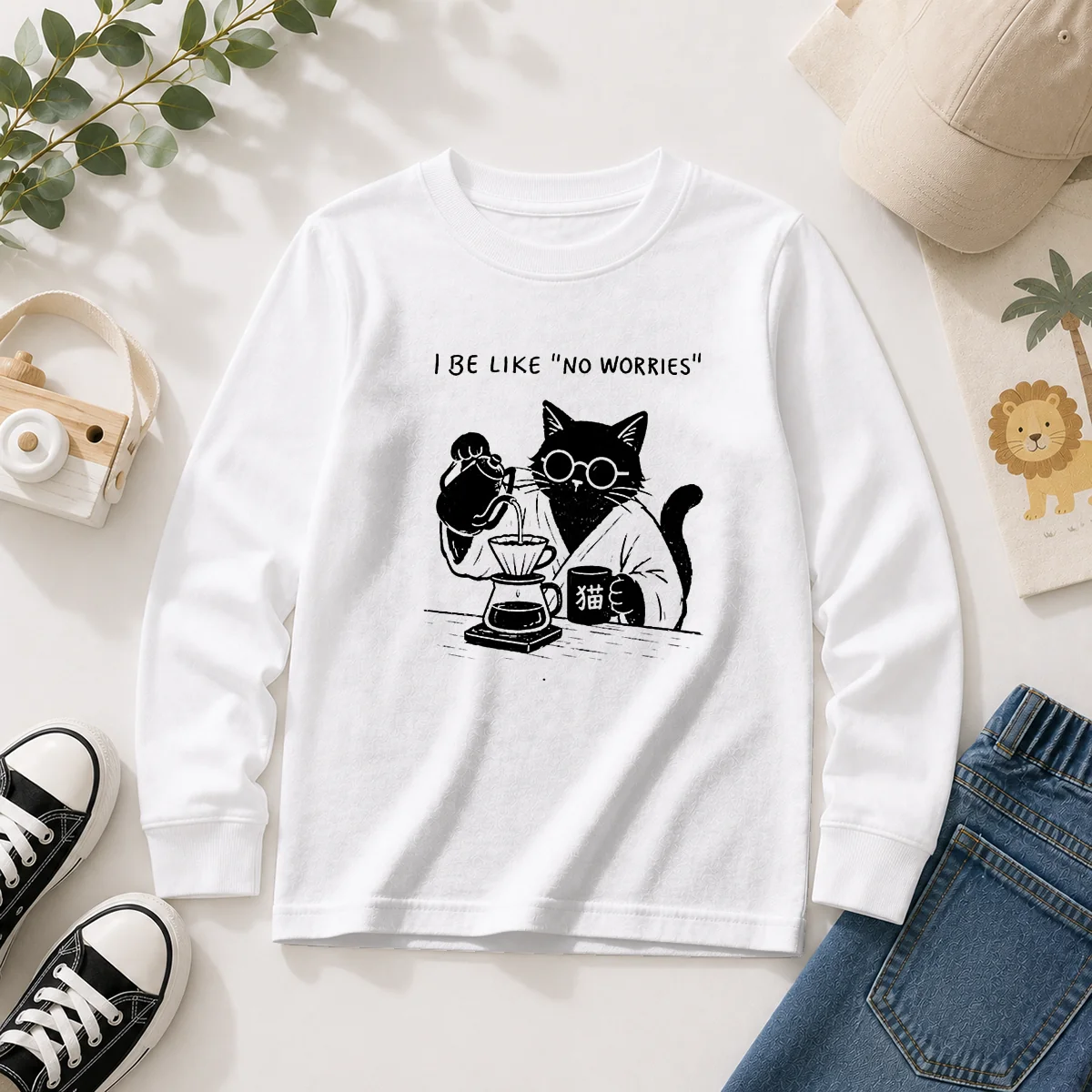 Funny I Be Like No Worries Then Worries Black Cat Coffee Lover Long Sleeve Shirt