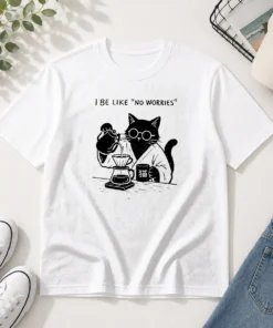 Funny I Be Like No Worries Then Worries Black Cat Coffee Lover