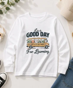 Funny It'S A Good Day For Learning School Bus Animals Long Sleeve Shirt