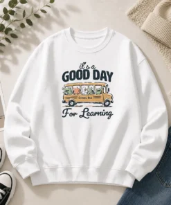 Funny It'S A Good Day For Learning School Bus Animals Sweater