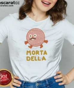 Funny Mortadella Food Cartoon Character Salami Meat V-Neck Shirt