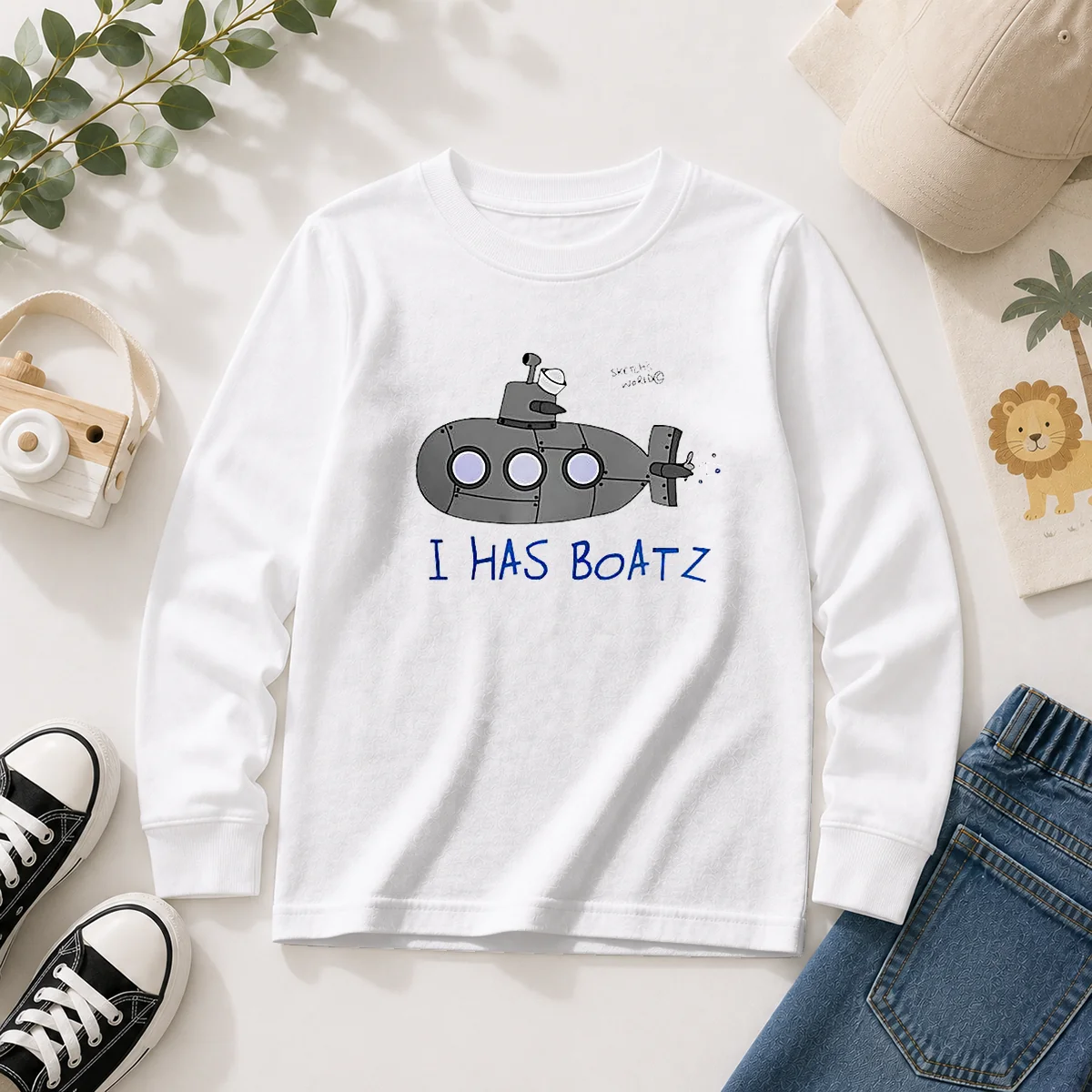 Funny Submarine I Has Boatz Cartoon Meme Long Sleeve Shirt