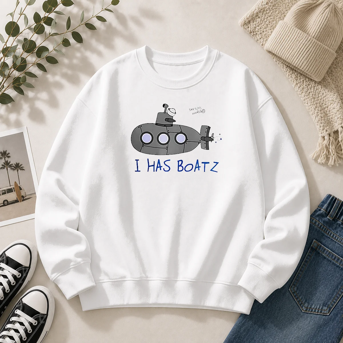 Funny Submarine I Has Boatz Cartoon Meme Sweater