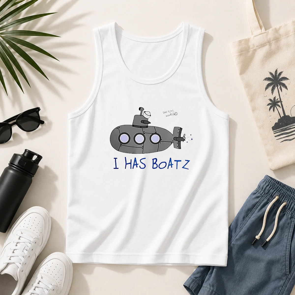 Funny Submarine I Has Boatz Cartoon Meme Tank Top