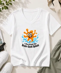 Hot Cheeky Brain Suck Amoeba Minimalist V-Neck Shirt