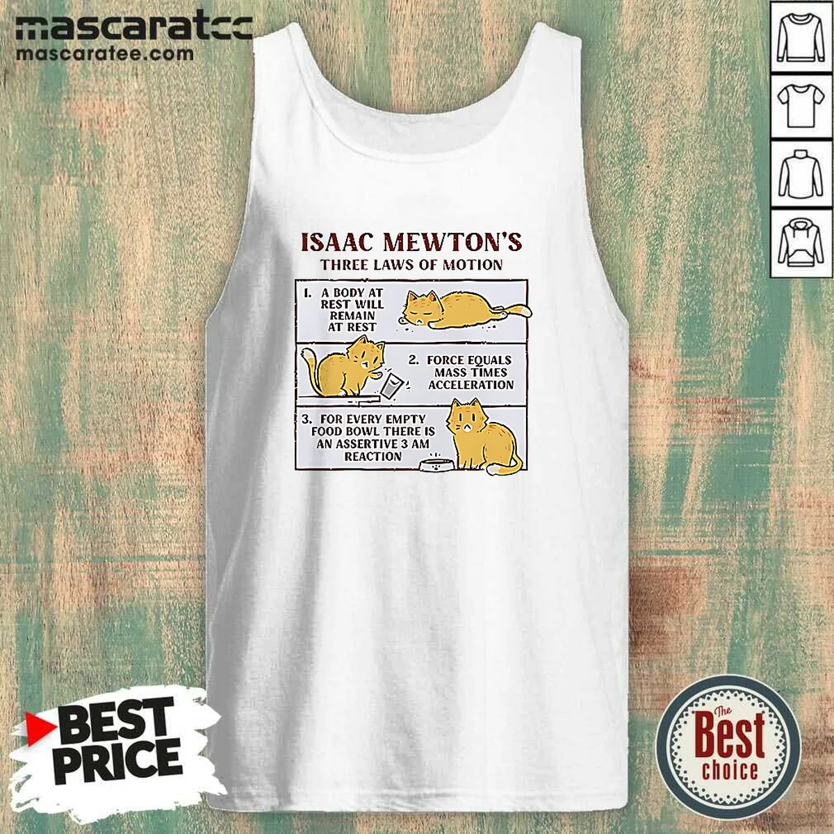 Hot Isaac Mewton'S Three Laws Of Motion Cat Tank Top