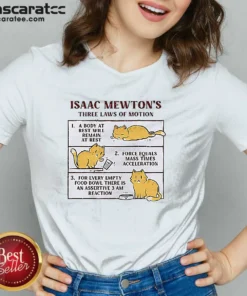 Hot Isaac Mewton'S Three Laws Of Motion Cat V Neck Shirt featuring a unique cat-themed physics design on a comfortable v neck garment