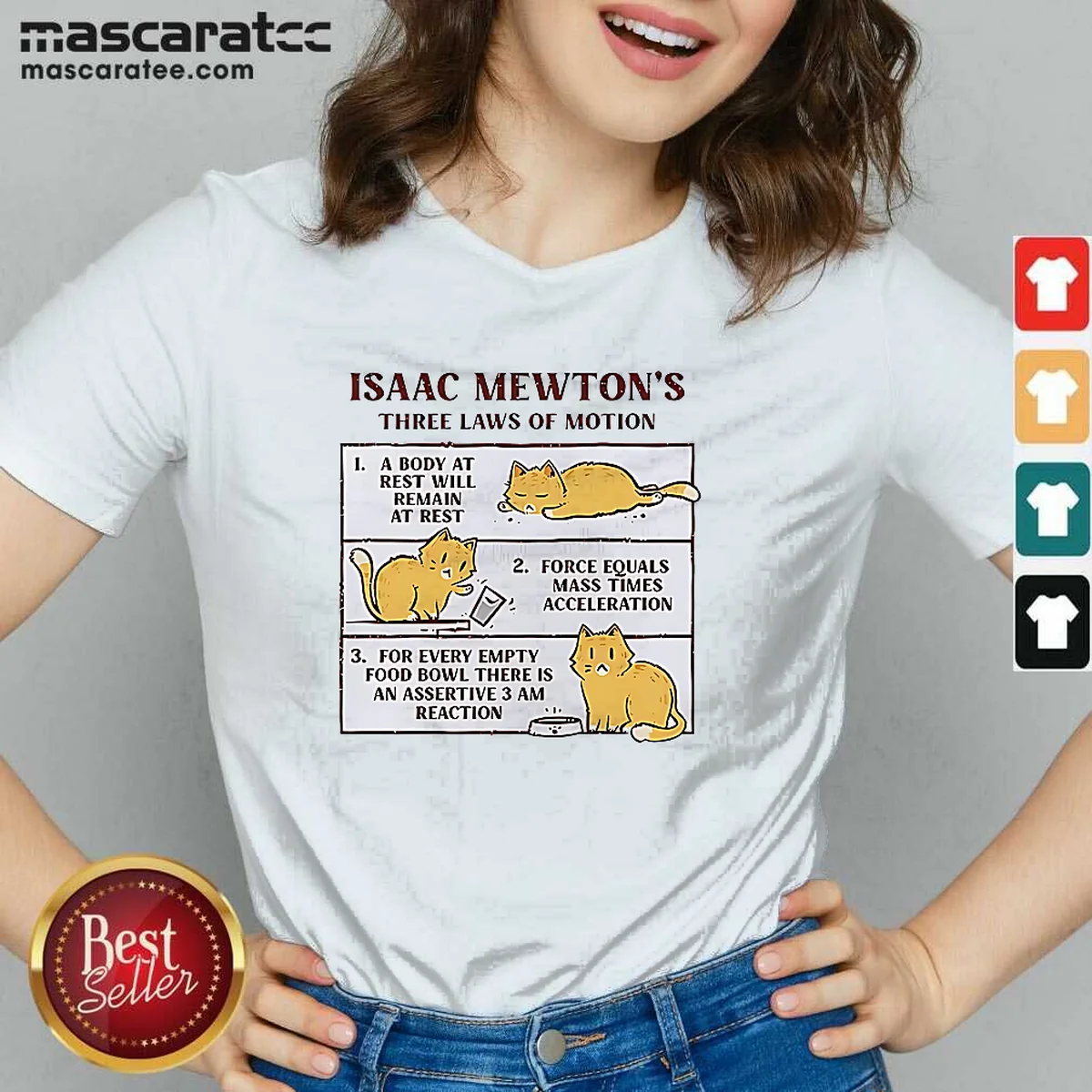 Hot Isaac Mewton'S Three Laws Of Motion Cat V Neck Shirt featuring a unique cat-themed physics design on a comfortable v neck garment