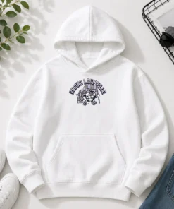 Hot Kid'S Racing Louisville Soccer Player Grey Hoodie showing front view with long sleeves and hood