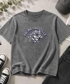 Hot Kid'S Racing Louisville Soccer Player Grey Washed T-Shirt