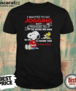Hot Original Snoopy I Wanted To Go Jogging But Proverbs 28 1 The Wicked Run When No One Is Chasing Them So There'S That Hoodie