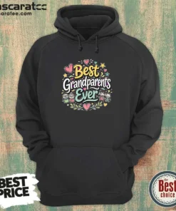 Official Best Grandparents Ever For Grandparents Doodle Typograp Hoodie in cozy fleece fabric with front pocket and drawstring hood
