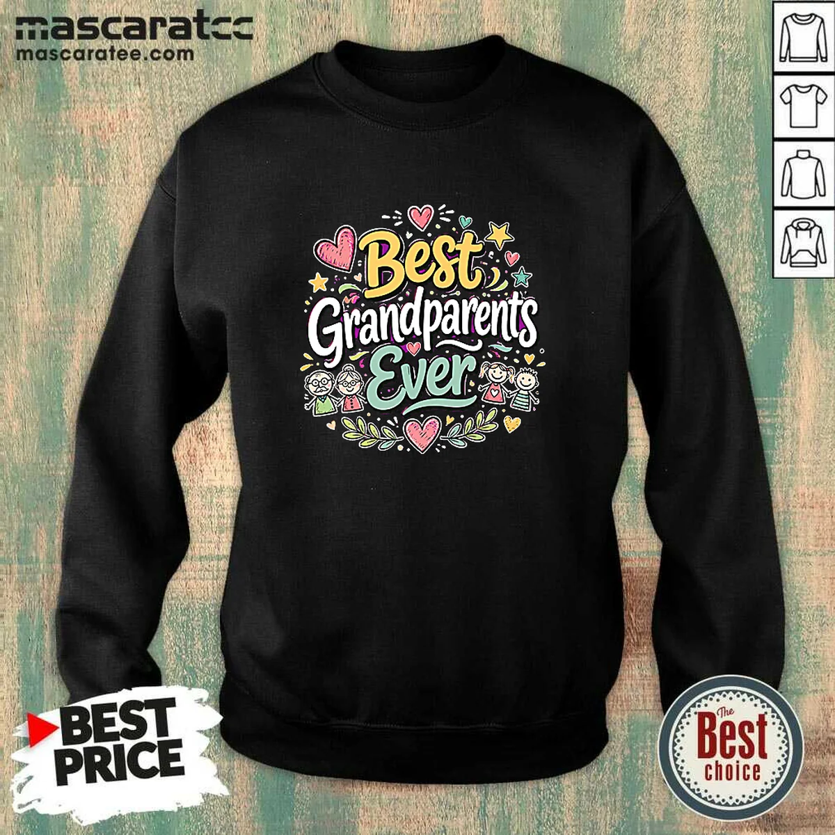 Official Best Grandparents Ever For Grandparents Doodle Typograp Sweatshirt
