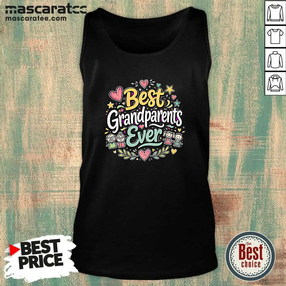 Official Best Grandparents Ever For Grandparents Doodle Typograp Tank Top