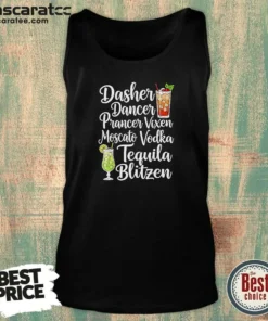 Official Drinks Cocktail Glass Dasher Dancer Prancer Vixen Moscato Vodka Tequila Blitzen Tank Top