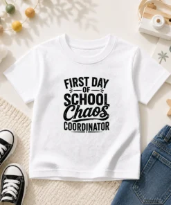 Official First Day Of School Chaos Coordinator Silhouette Kids T-Shirt