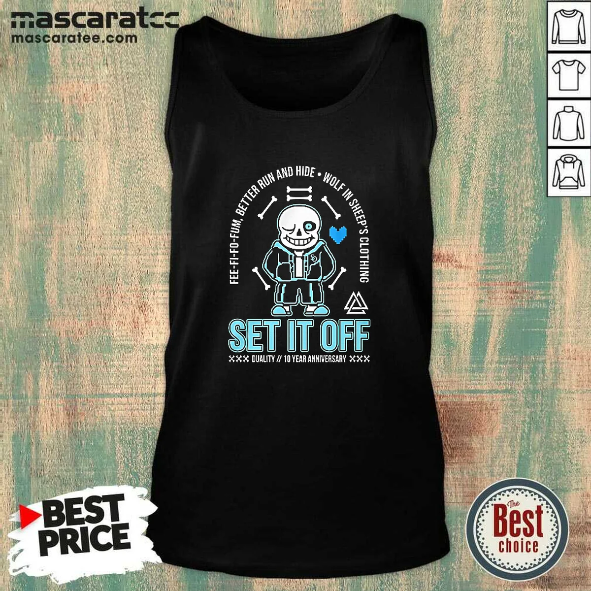Official Set It Off Duality 10 Year Anniversary Undertale Sans Skeleton Tank Top