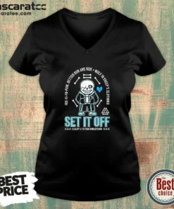 Official Set It Off Duality 10 Year Anniversary Undertale Sans Skeleton V-Neck Shirt