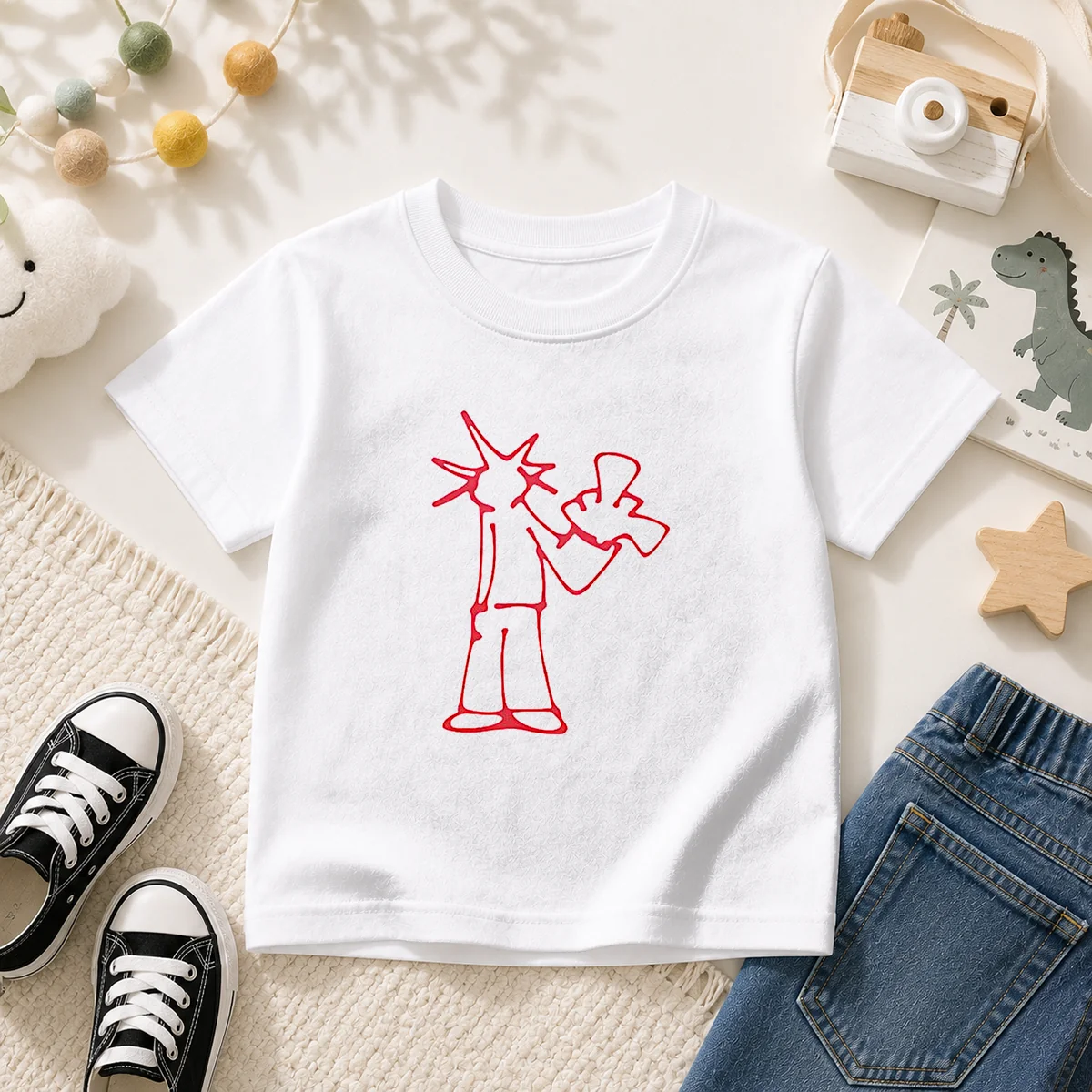 Original Statue Of Liberty New York City Sketch Art Doodle Minimal Line Drawing Kids T-Shirt