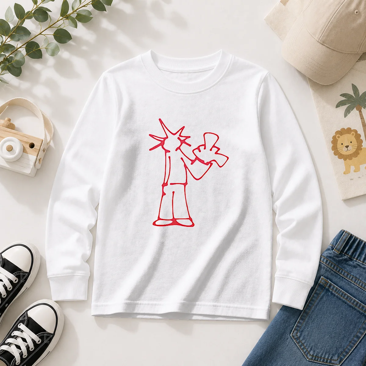 Original Statue Of Liberty New York City Sketch Art Doodle Minimal Line Drawing Long Sleeve Shirt
